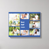 Beste vader ooit 7 Foto Collage Blue Canvas Afdruk (Voorkant)