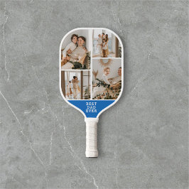 Beste vader ooit 8 foto collage blauw pickleball paddle