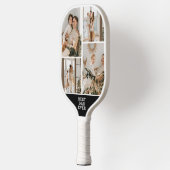 Beste vader ooit 8 foto collage zwart pickleball paddle (Links)