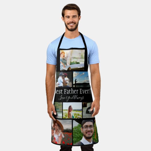 Beste vader ooit 8 fotocollage schort (Gedragen)