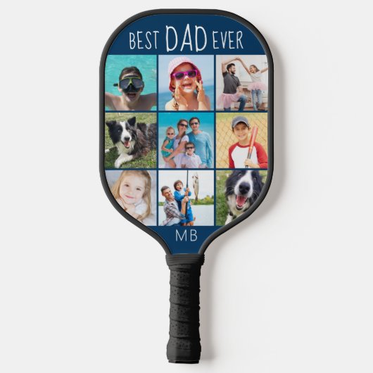 Beste vader ooit 9 Naam van fotoscript Aangepaste  Pickleball Paddle (Achterkant)
