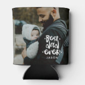 Beste vader ooit Aangepast 2 Fotonaam Gift for Dad Blikjeskoeler (Achterkant)