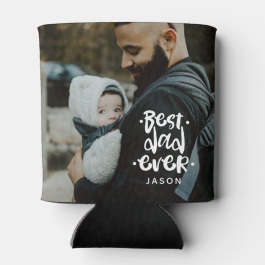 Beste vader ooit Aangepast 2 Fotonaam Gift for Dad Blikjeskoeler (Achterkant)