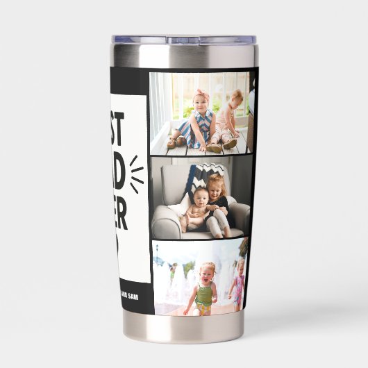 Beste vader ooit Aangepast 6 Foto Collage Geïsoleerde Drinkbeker (Achterkant)