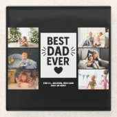 Beste vader ooit Aangepast 6 Foto Collage Glazen Onderzetter (Voorkant)