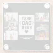 Beste vader ooit Aangepast 6 Foto Collage Glazen Onderzetter (Achterkant)