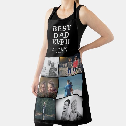 Beste vader ooit Aangepast 6 Foto Collage Schort (Insitu)