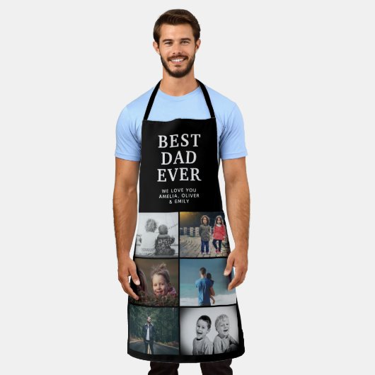 Beste vader ooit Aangepast 6 Foto Collage Schort (Gedragen)