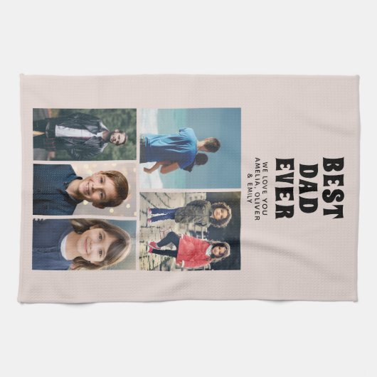 Beste vader ooit Aangepast 6 Foto Collage Theedoek (Horizontaal)