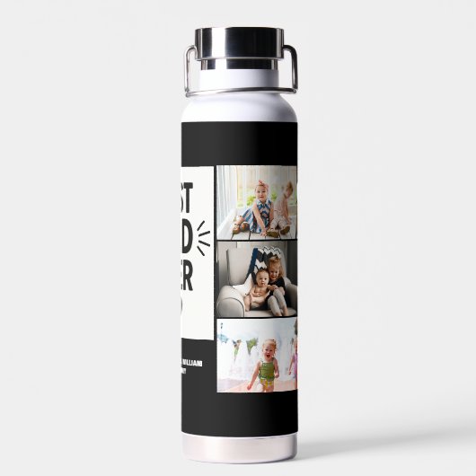 Beste vader ooit Aangepast 6 Foto Collage Waterfles (Achterkant)