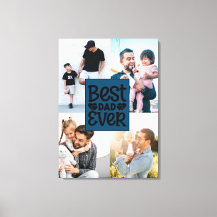 Beste vader ooit Aangepast Vier Foto Familie Colla Canvas Afdruk