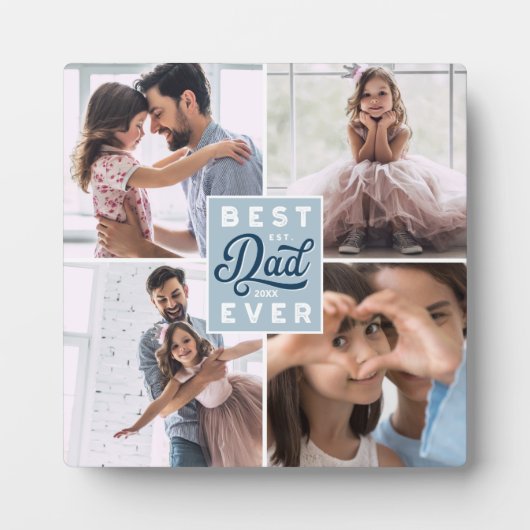 Beste vader ooit Aangepast Vier Foto Familie Colla Fotoplaat (Voorkant)