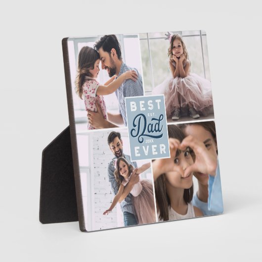 Beste vader ooit Aangepast Vier Foto Familie Colla Fotoplaat (Voorkant)