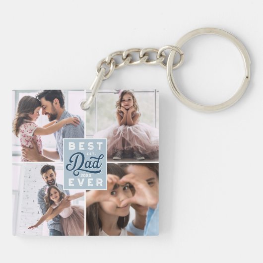 Beste vader ooit Aangepast Vier Foto Familie Colla Sleutelhanger (Achterkant)
