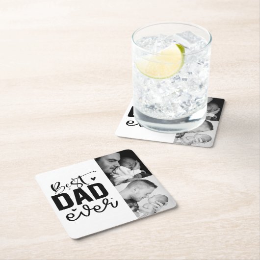 Beste vader ooit aangepaste 2 foto collage kartonnen onderzetters (Insitu)