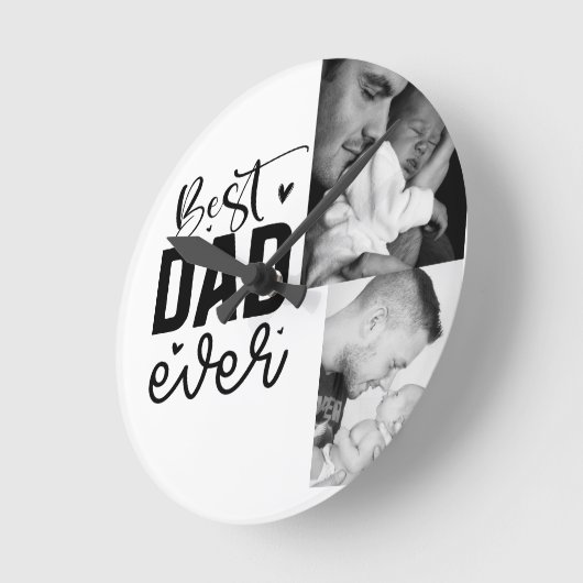 Beste vader ooit aangepaste 2 foto collage ronde klok (Hoek)