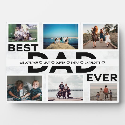 Beste vader ooit Aangepaste Familie 6 Foto Collage Fotoplaat (voorkant)