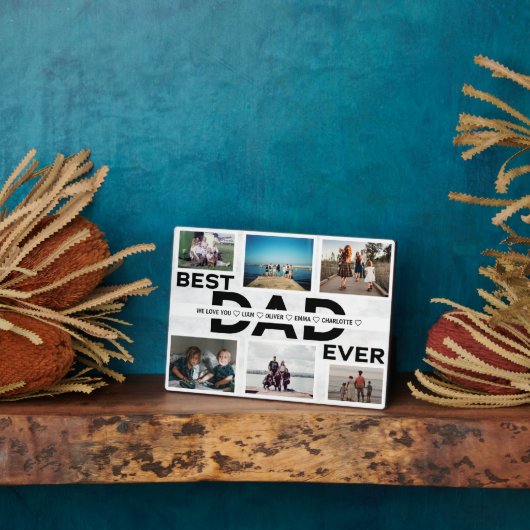 Beste vader ooit Aangepaste Familie 6 Foto Collage Fotoplaat (Zijkant)