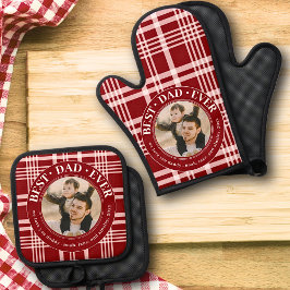 Beste vader ooit aangepaste familiefoto afgespeeld ovenwant & pannenlap set