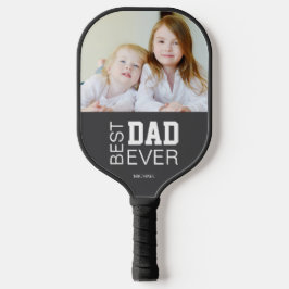 Beste vader ooit aangepaste foto naam grijs pickleball paddle