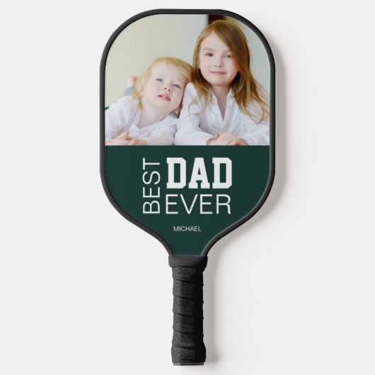 Beste vader ooit aangepaste foto naam groen pickleball paddle (Voorkant)