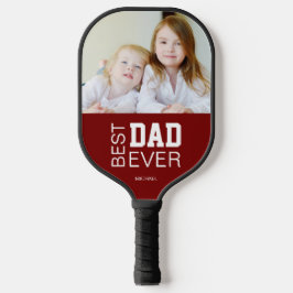 Beste vader ooit aangepaste foto naam rood pickleball paddle