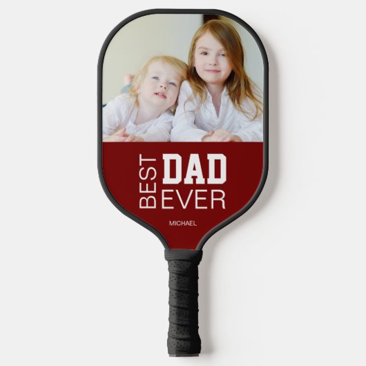 Beste vader ooit aangepaste foto naam rood pickleball paddle (Voorkant)