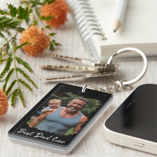 Beste vader ooit aangepaste foto Sleutelhanger (Voorkant Rechts)