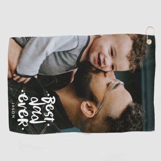 Beste vader ooit Aangepaste Foto Vaderdag Cadeauna Golfhanddoek (Horizontaal)