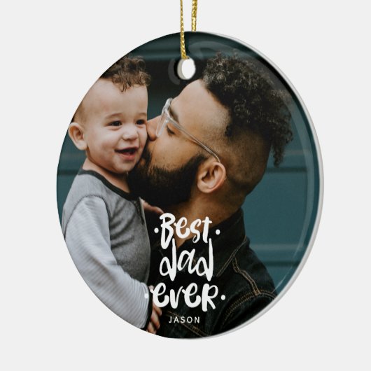 Beste vader ooit Aangepaste Foto Vaderdag Cadeauna Keramisch Ornament (Links)