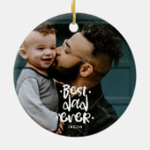 Beste vader ooit Aangepaste Foto Vaderdag Cadeauna Keramisch Ornament (Achterkant)