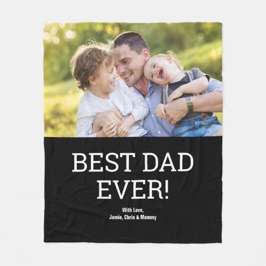 Beste vader ooit aangepaste foto Vaderdag Fleece Deken (Voorkant)