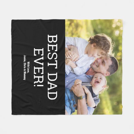 Beste vader ooit aangepaste foto Vaderdag Fleece Deken (Voorkant (Horizontaal))