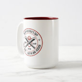  beste vader ooit Aangepaste naam Baseball Logo Tweekleurige Koffiemok (Voorkant links)