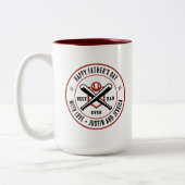  beste vader ooit Aangepaste naam Baseball Logo Tweekleurige Koffiemok (Links)