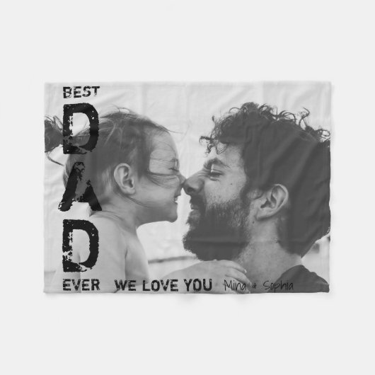 Beste vader ooit Aangepaste naam Foto Cool Vaderda Fleece Deken (Voorkant (Horizontaal))
