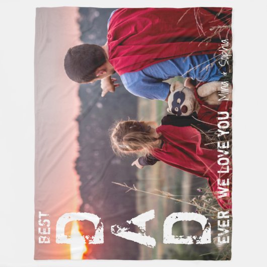 Beste vader ooit Aangepaste naam Foto Cool Vaderda Fleece Deken (Voorkant)