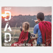Beste vader ooit Aangepaste naam Foto Cool Vaderda Fleece Deken (Voorkant (Horizontaal))