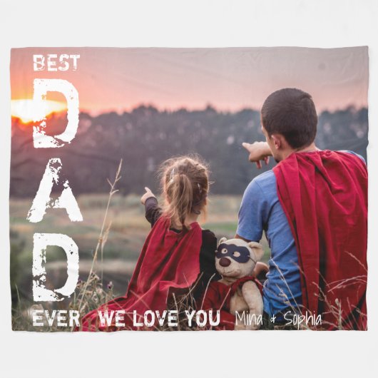 Beste vader ooit Aangepaste naam Foto Cool Vaderda Fleece Deken (Voorkant (Horizontaal))