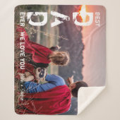 Beste vader ooit Aangepaste naam Foto Cool Vaderda Sherpa Deken (Voorkant)