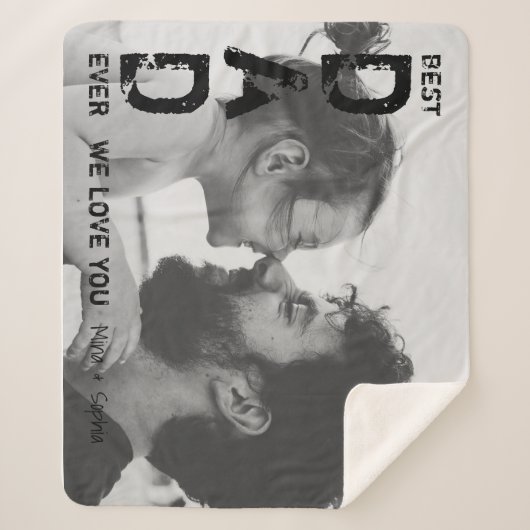 Beste vader ooit Aangepaste naam Foto Cool Vaderda Sherpa Deken (Voorkant)