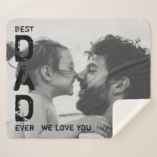 Beste vader ooit Aangepaste naam Foto Cool Vaderda Sherpa Deken (Voorkant (horizontaal))
