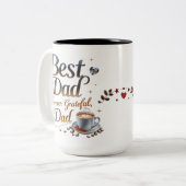 Beste vader ooit, altijd dankbaar tweekleurige koffiemok (Voorkant links)