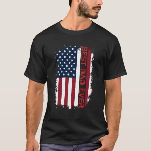Beste vader ooit Amerikaanse vlag fit voor vader's T-shirt (Voorkant)