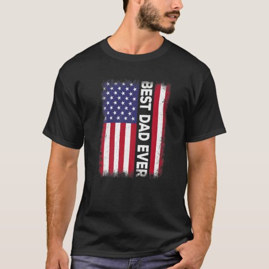 Beste vader ooit Amerikaanse vlag  vader Pap T-shirt (Voorkant)