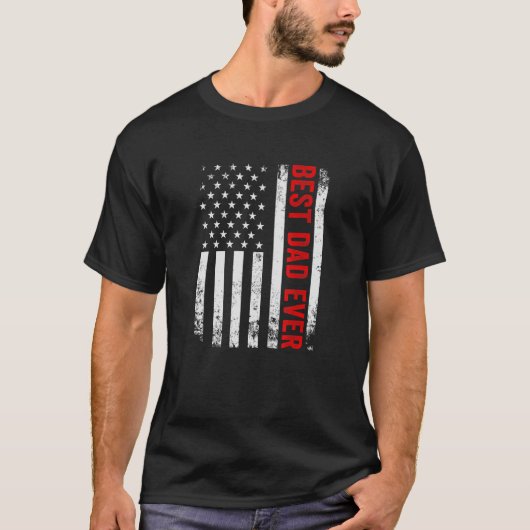  beste vader ooit Amerikaanse vlag Vaderdag T-shirt (Voorkant)