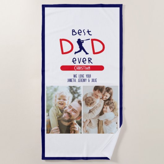 Beste vader ooit Baseball Sportfotofeesten Dag Strandlaken (Voorkant)
