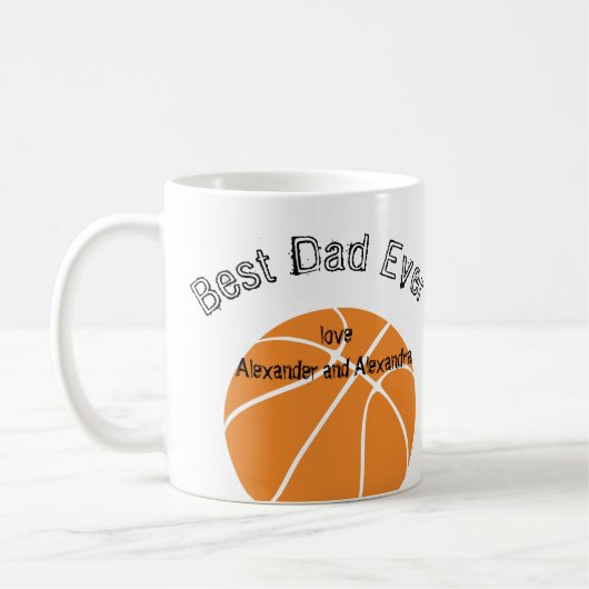 Beste vader ooit Basketball Distress text Koffiemok (Links)