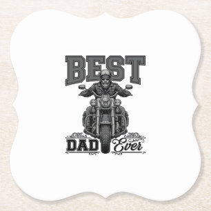 Beste Vader Ooit Biker Vintage Gravure T-Shirt_1 Kartonnen Onderzetters