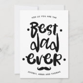 Beste vader ooit Black Script Mustache Vaderdag Feestdagenkaart (Voorkant)